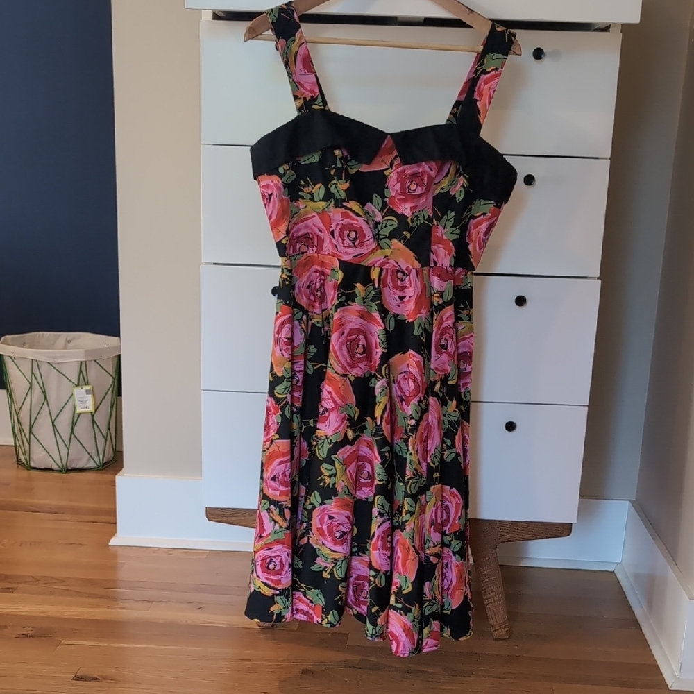 Tatyana Black and Blue Midi Dress